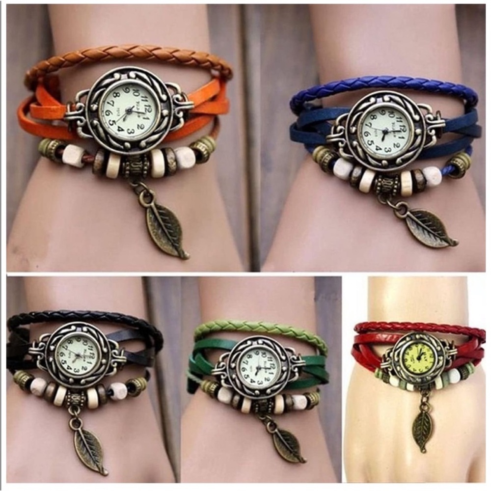 Orange Leather Wrap Bracelet Watch - Picture 4 of 8